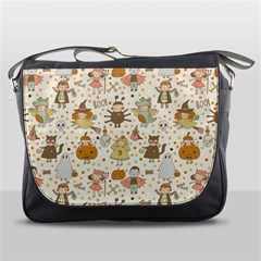 Sinister Helloween Cat Pumkin Bat Ghost Polka Dots Vampire Bone Skull Messenger Bags