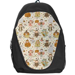 Sinister Helloween Cat Pumkin Bat Ghost Polka Dots Vampire Bone Skull Backpack Bag by Mariart