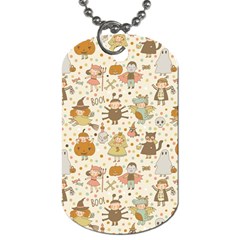 Sinister Helloween Cat Pumkin Bat Ghost Polka Dots Vampire Bone Skull Dog Tag (one Side)