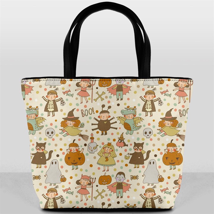 Sinister Helloween Cat Pumkin Bat Ghost Polka Dots Vampire Bone Skull Bucket Bags