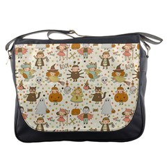 Sinister Helloween Cat Pumkin Bat Ghost Polka Dots Vampire Bone Skull Messenger Bags