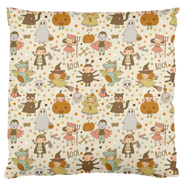 Sinister Helloween Cat Pumkin Bat Ghost Polka Dots Vampire Bone Skull Large Flano Cushion Case (One Side)