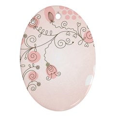 Simple Flower Polka Dots Pink Ornament (Oval)