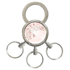 Simple Flower Polka Dots Pink 3-Ring Key Chains