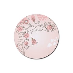 Simple Flower Polka Dots Pink Rubber Coaster (Round) 