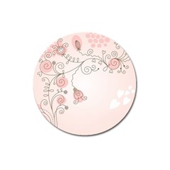 Simple Flower Polka Dots Pink Magnet 3  (Round)