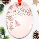 Simple Flower Polka Dots Pink Oval Ornament (Two Sides) Front