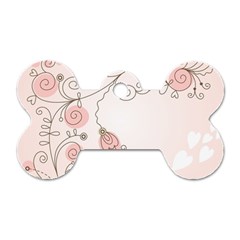 Simple Flower Polka Dots Pink Dog Tag Bone (One Side)