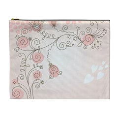 Simple Flower Polka Dots Pink Cosmetic Bag (XL)