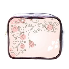 Simple Flower Polka Dots Pink Mini Toiletries Bags