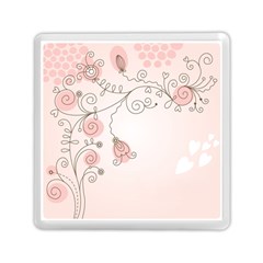 Simple Flower Polka Dots Pink Memory Card Reader (Square) 