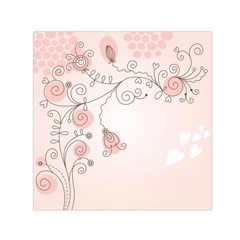 Simple Flower Polka Dots Pink Small Satin Scarf (Square)