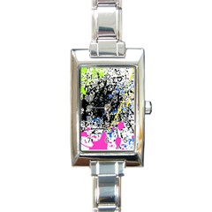 Spot Paint Pink Black Green Yellow Blue Sexy Rectangle Italian Charm Watch