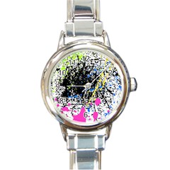 Spot Paint Pink Black Green Yellow Blue Sexy Round Italian Charm Watch