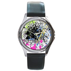 Spot Paint Pink Black Green Yellow Blue Sexy Round Metal Watch