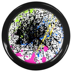 Spot Paint Pink Black Green Yellow Blue Sexy Wall Clocks (black) by Mariart