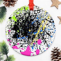 Spot Paint Pink Black Green Yellow Blue Sexy Round Ornament (two Sides) by Mariart