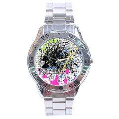 Spot Paint Pink Black Green Yellow Blue Sexy Stainless Steel Analogue Watch by Mariart