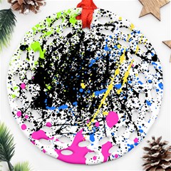 Spot Paint Pink Black Green Yellow Blue Sexy Ornament (round Filigree)