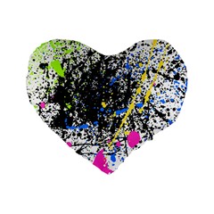 Spot Paint Pink Black Green Yellow Blue Sexy Standard 16  Premium Flano Heart Shape Cushions by Mariart