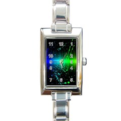 Space Galaxy Green Blue Black Spot Light Neon Rainbow Rectangle Italian Charm Watch by Mariart