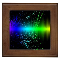 Space Galaxy Green Blue Black Spot Light Neon Rainbow Framed Tiles by Mariart