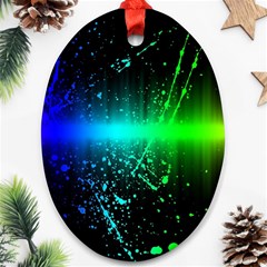 Space Galaxy Green Blue Black Spot Light Neon Rainbow Ornament (oval) by Mariart