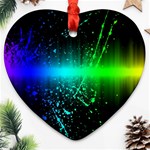 Space Galaxy Green Blue Black Spot Light Neon Rainbow Ornament (Heart) Front