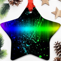 Space Galaxy Green Blue Black Spot Light Neon Rainbow Ornament (star)