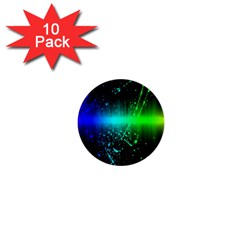 Space Galaxy Green Blue Black Spot Light Neon Rainbow 1  Mini Buttons (10 Pack)  by Mariart