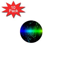 Space Galaxy Green Blue Black Spot Light Neon Rainbow 1  Mini Magnet (10 Pack) 