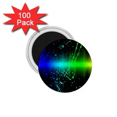 Space Galaxy Green Blue Black Spot Light Neon Rainbow 1 75  Magnets (100 Pack) 