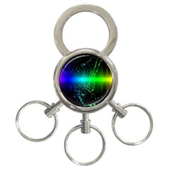 Space Galaxy Green Blue Black Spot Light Neon Rainbow 3-ring Key Chains by Mariart