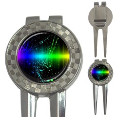 Space Galaxy Green Blue Black Spot Light Neon Rainbow 3-in-1 Golf Divots by Mariart