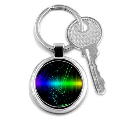 Space Galaxy Green Blue Black Spot Light Neon Rainbow Key Chains (round)  by Mariart