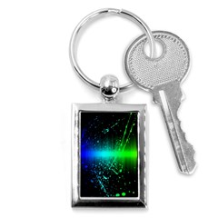 Space Galaxy Green Blue Black Spot Light Neon Rainbow Key Chains (rectangle)  by Mariart