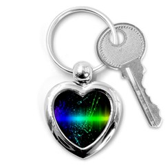 Space Galaxy Green Blue Black Spot Light Neon Rainbow Key Chains (heart) 