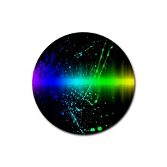 Space Galaxy Green Blue Black Spot Light Neon Rainbow Rubber Round Coaster (4 Pack) 