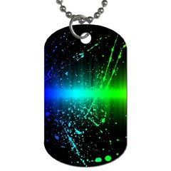 Space Galaxy Green Blue Black Spot Light Neon Rainbow Dog Tag (one Side)