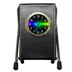 Space Galaxy Green Blue Black Spot Light Neon Rainbow Pen Holder Desk Clocks