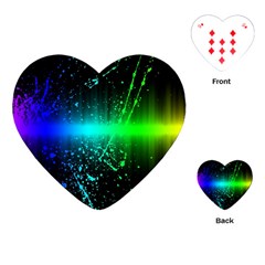 Space Galaxy Green Blue Black Spot Light Neon Rainbow Playing Cards (heart)  by Mariart