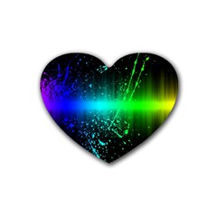 Space Galaxy Green Blue Black Spot Light Neon Rainbow Rubber Coaster (heart) 