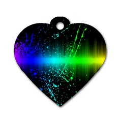 Space Galaxy Green Blue Black Spot Light Neon Rainbow Dog Tag Heart (one Side) by Mariart