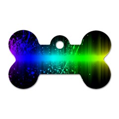 Space Galaxy Green Blue Black Spot Light Neon Rainbow Dog Tag Bone (one Side) by Mariart