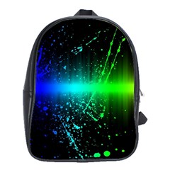 Space Galaxy Green Blue Black Spot Light Neon Rainbow School Bag (large)