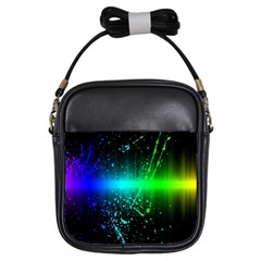 Space Galaxy Green Blue Black Spot Light Neon Rainbow Girls Sling Bags by Mariart