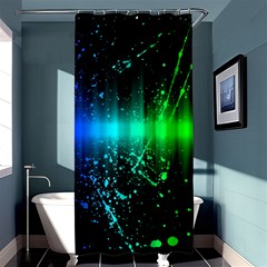 Space Galaxy Green Blue Black Spot Light Neon Rainbow Shower Curtain 36  X 72  (stall)  by Mariart