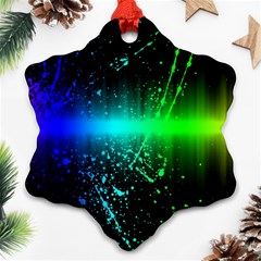 Space Galaxy Green Blue Black Spot Light Neon Rainbow Ornament (snowflake) by Mariart