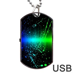 Space Galaxy Green Blue Black Spot Light Neon Rainbow Dog Tag Usb Flash (one Side)