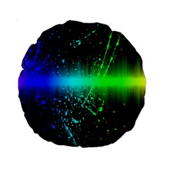 Space Galaxy Green Blue Black Spot Light Neon Rainbow Standard 15  Premium Round Cushions by Mariart